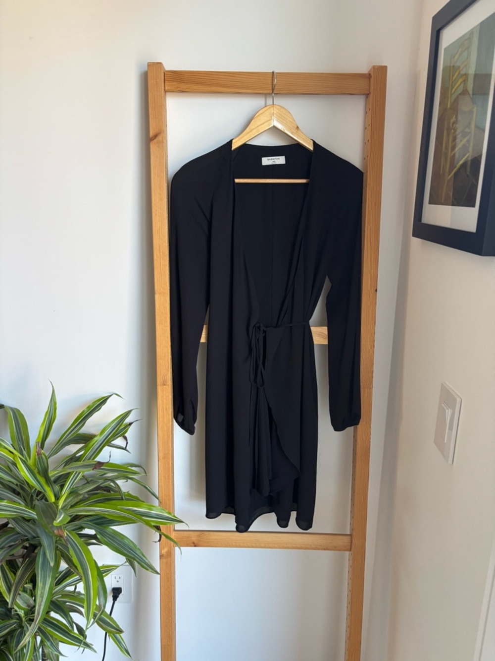 Babaton Black Long-Sleeve Wrap Dress